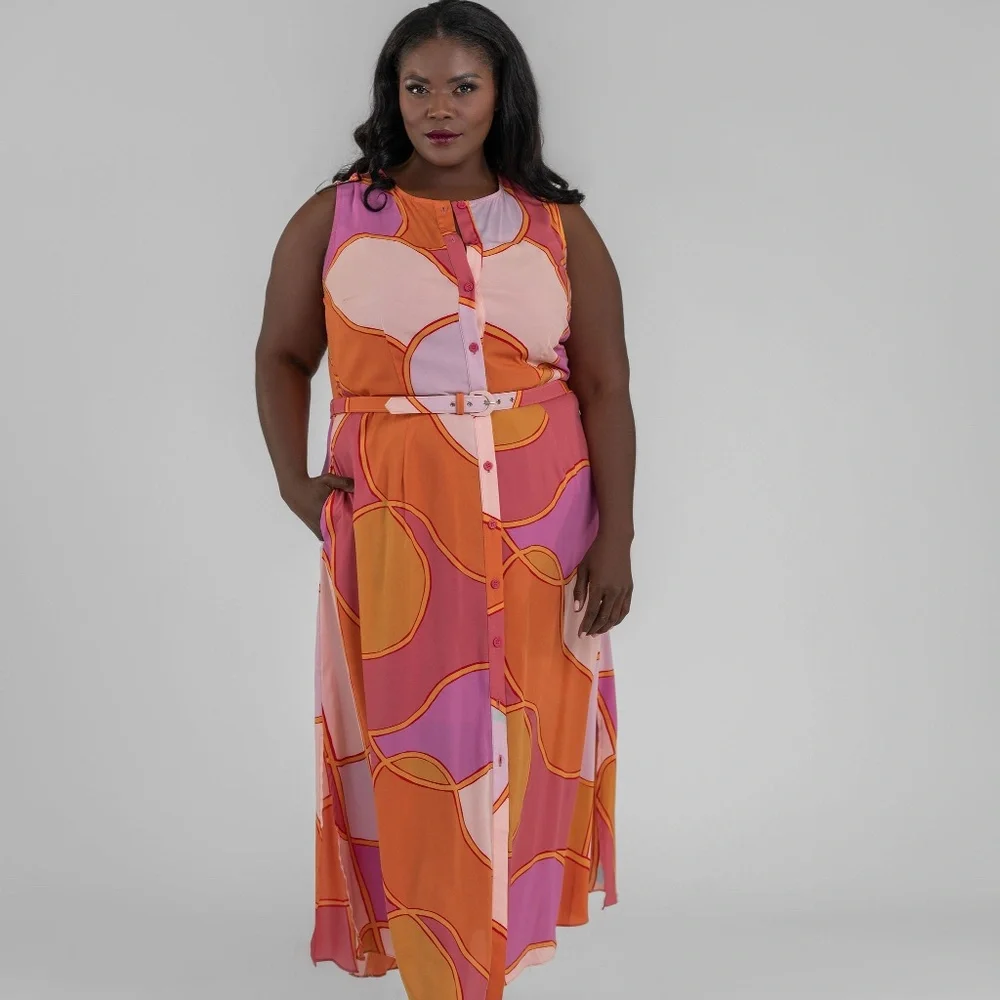 NWT Donna Morgan Sleeveless Button Down Maxi Dress - Picture 4 of 16